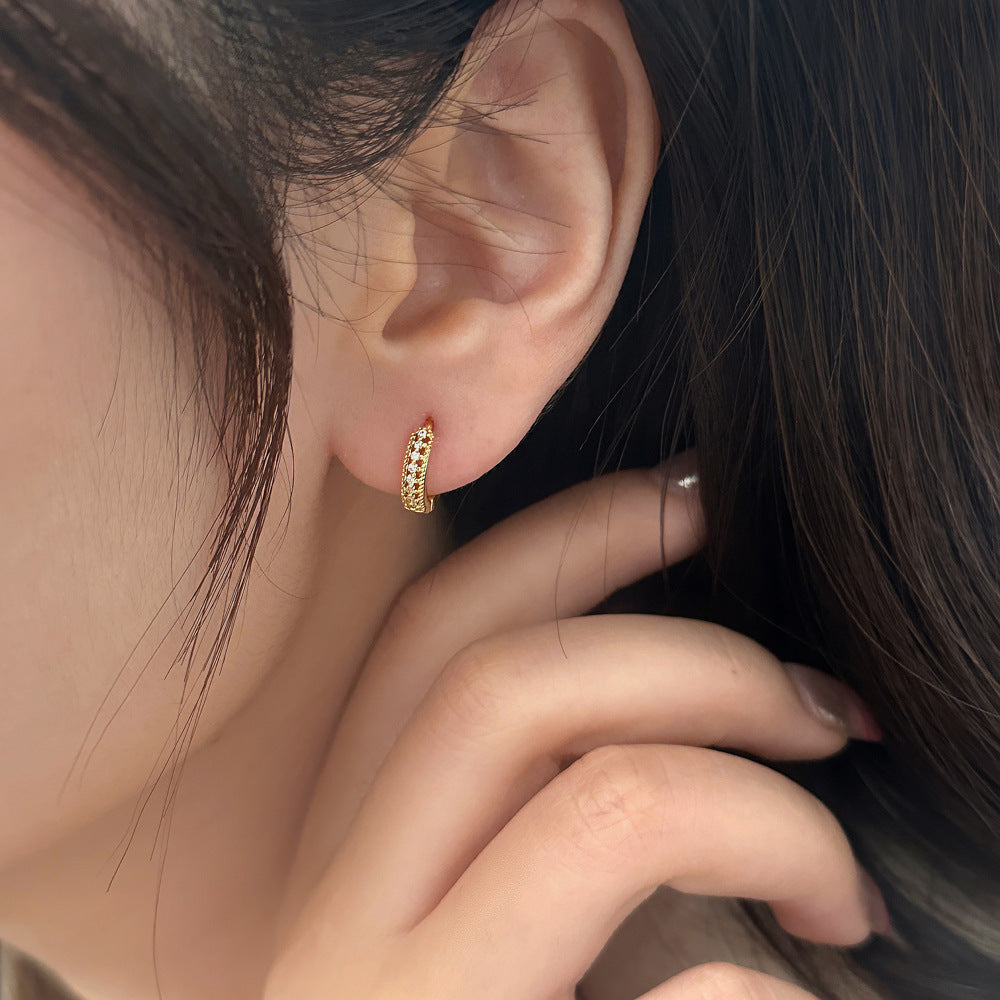 925 sterling silver ear buckle - golden