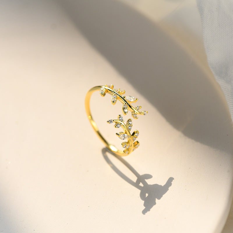 925 sterling silver leaf design ring