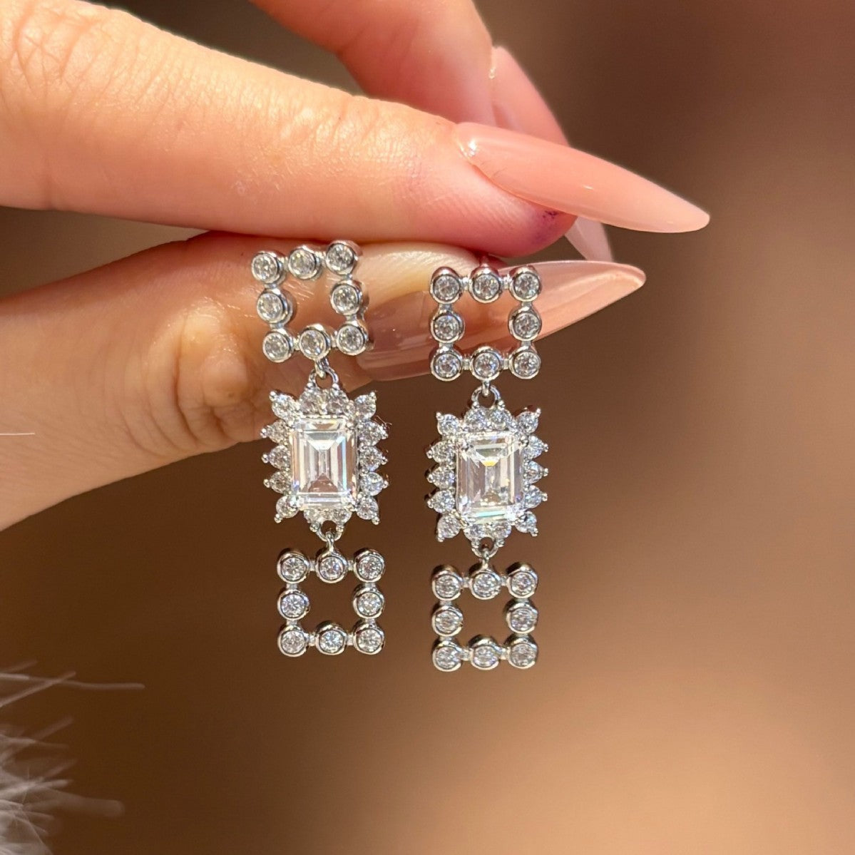2-Carat Square Moissanite Earrings – wholesale moissanite jewelry