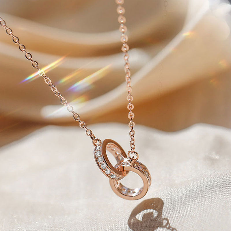 925 silver double ring pendant necklace