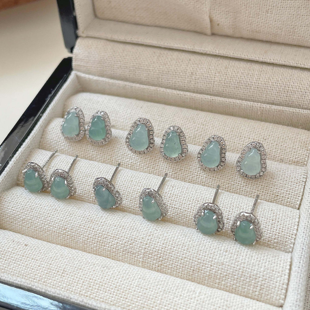 S925 Silver Jade Earrings - Silvery