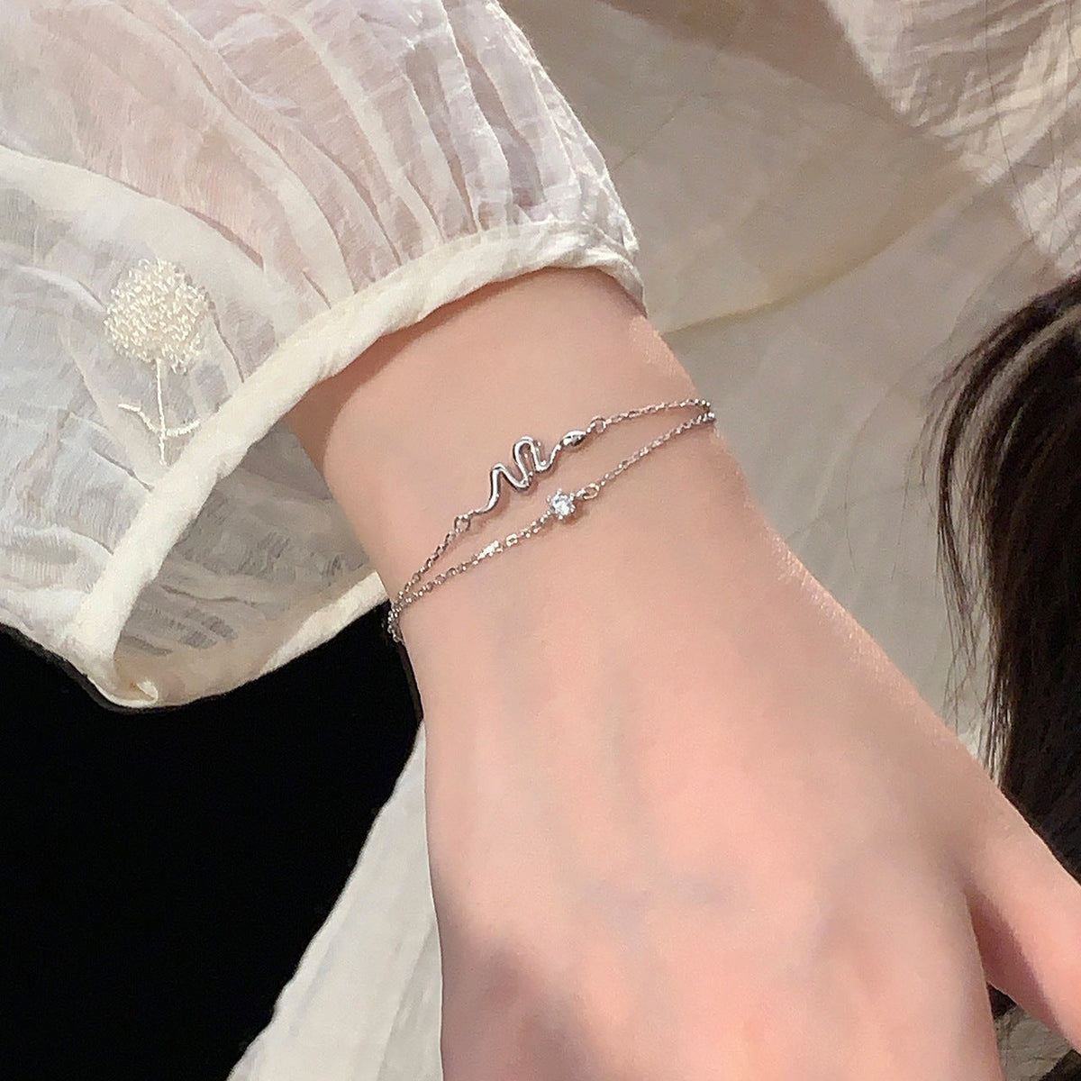 S925 sterling silver double-layer bracelet