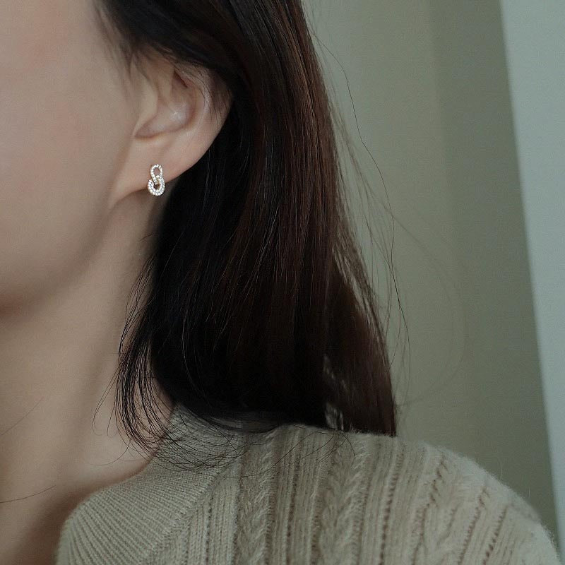 S925 sterling silver sparkling zirconium earrings - golden