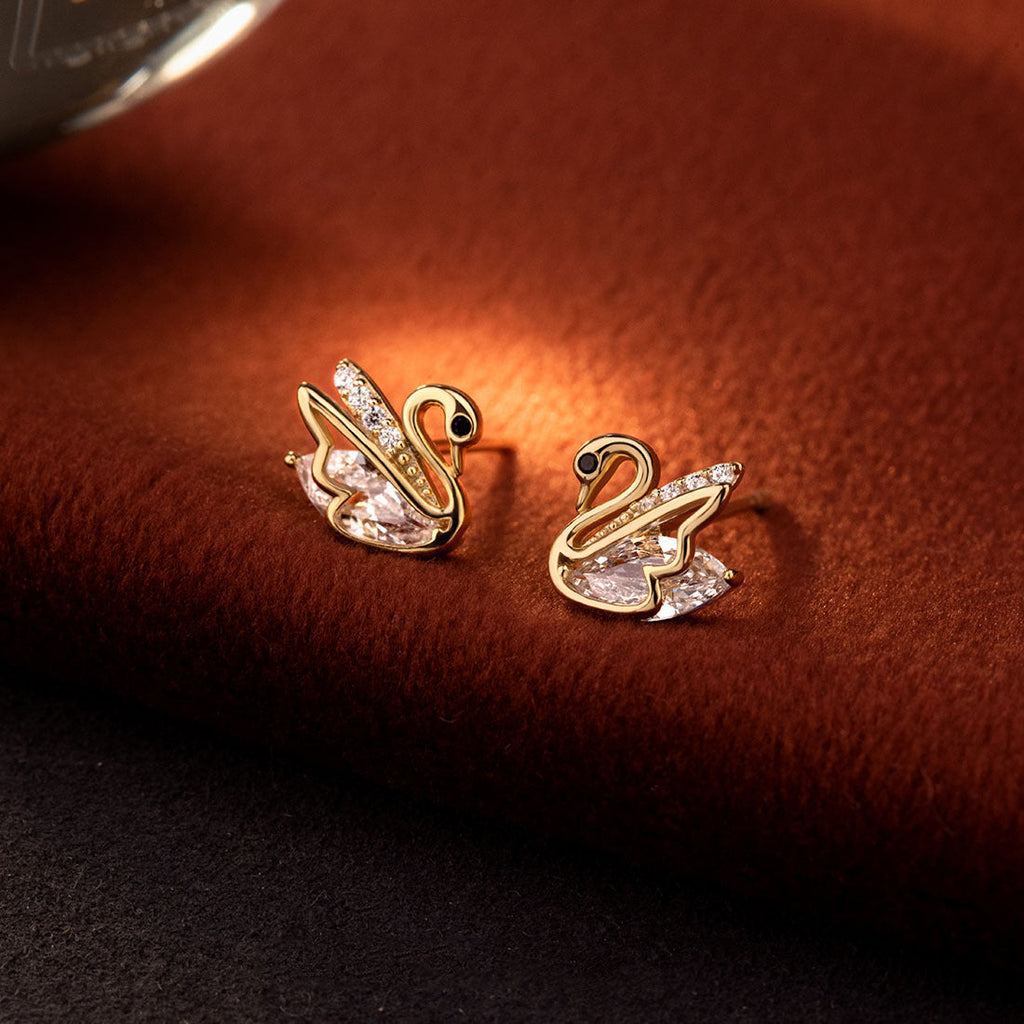 925 sterling silver swan shaped earrings