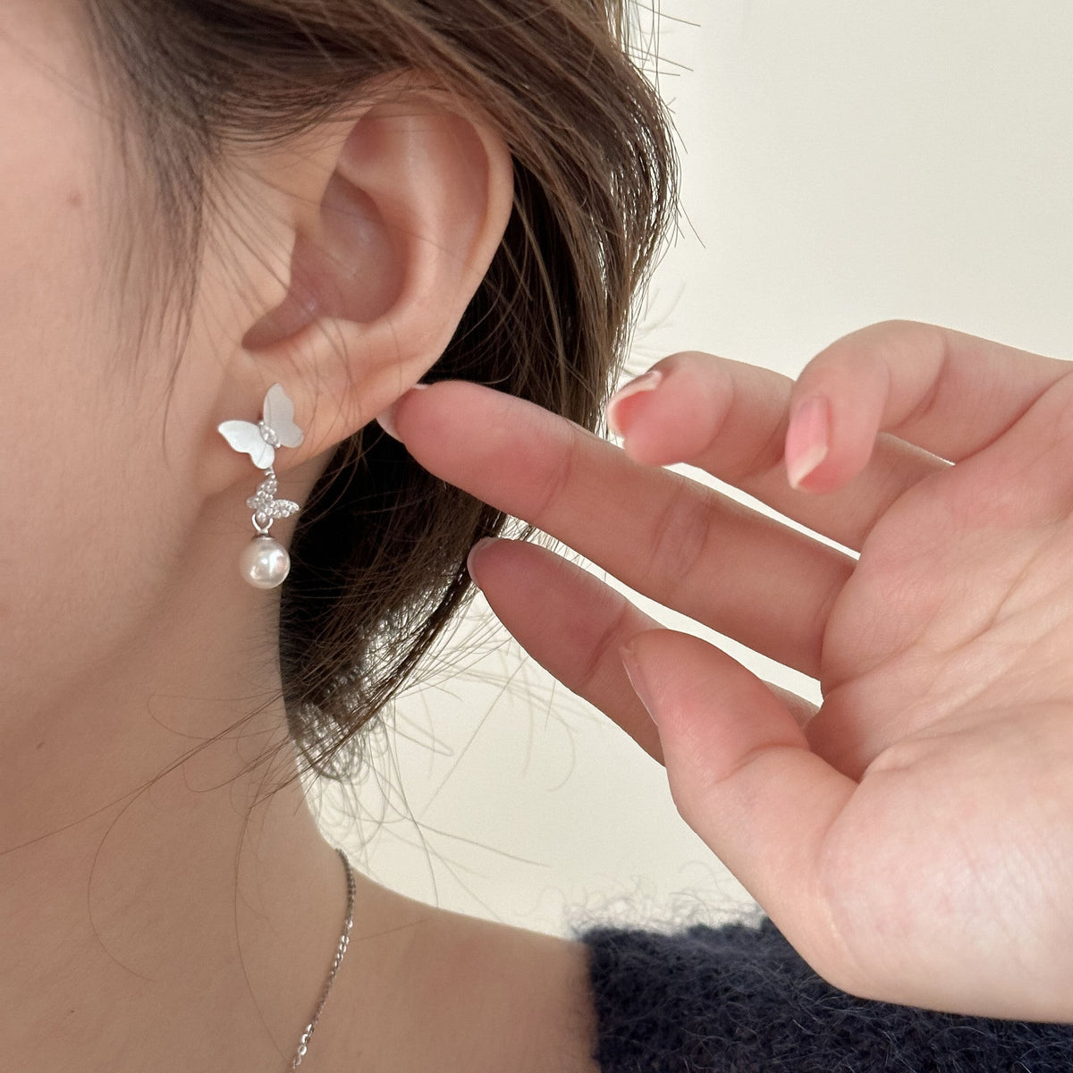 S925 sterling silver butterfly earrings