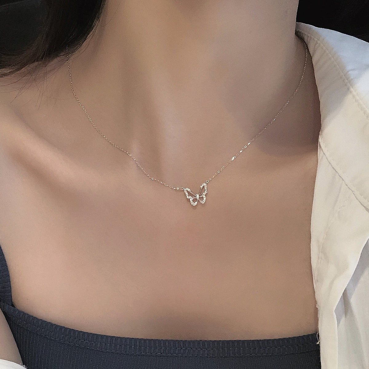 S925 Silver Butterfly Pendant Necklace
