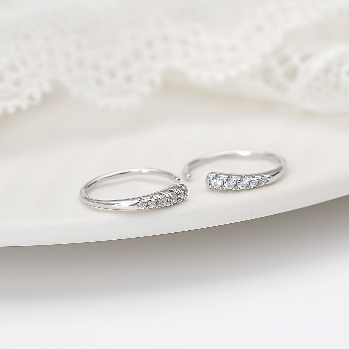 925 sterling silver inlaid zircon earrings - silvery