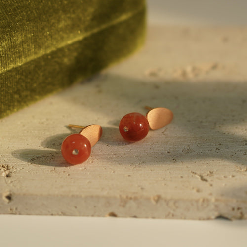 925 sterling silver agate earrings - champagne golden