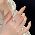S925 sterling silver imitation pearl ring - silvery