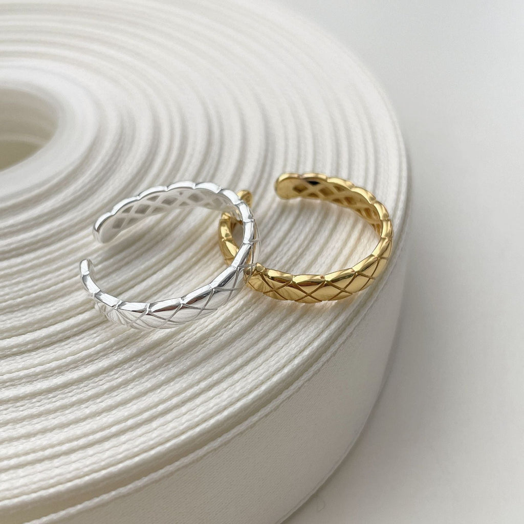 S925 sterling silver striped open ring