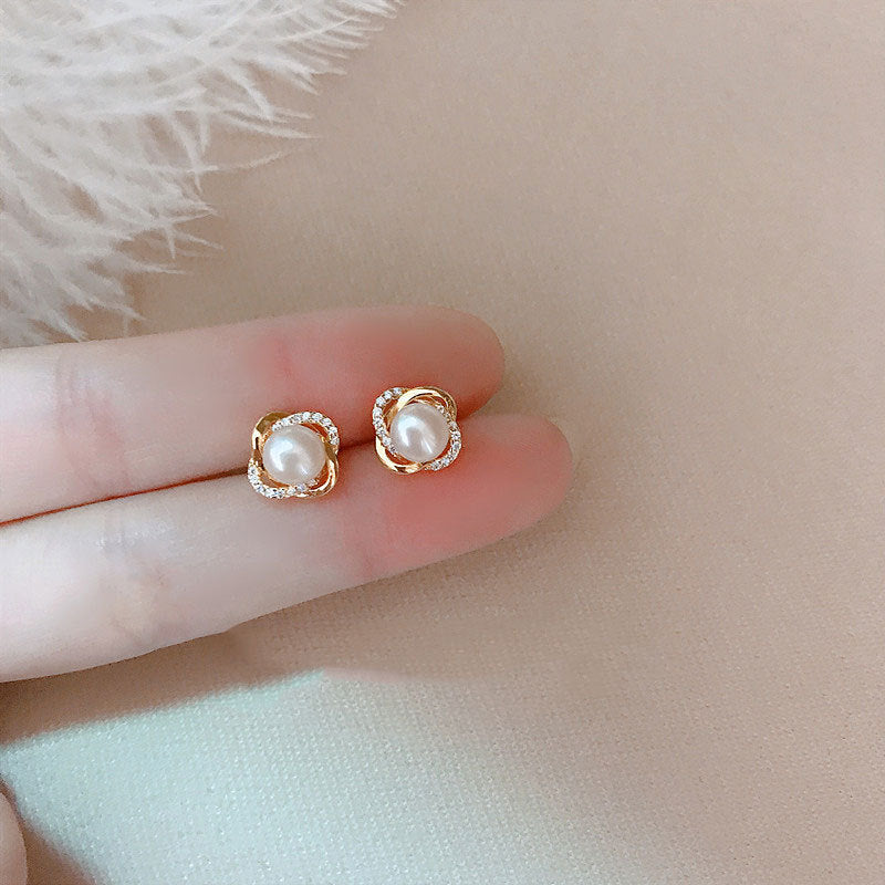 S925 sterling silver pearl earrings