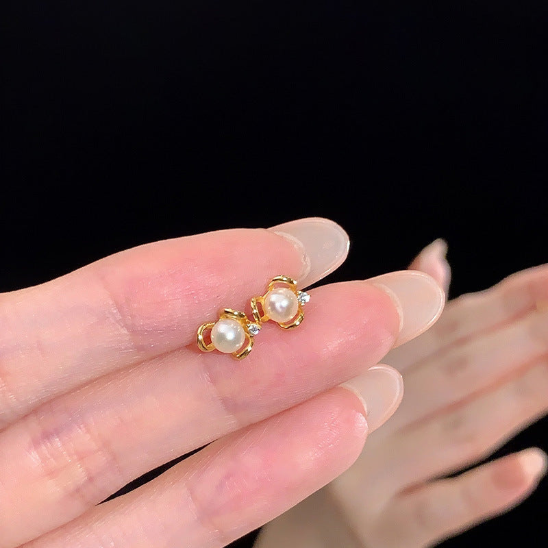 S925 pure silver freshwater pearl earrings