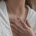 S925 sterling silver double layered necklace
