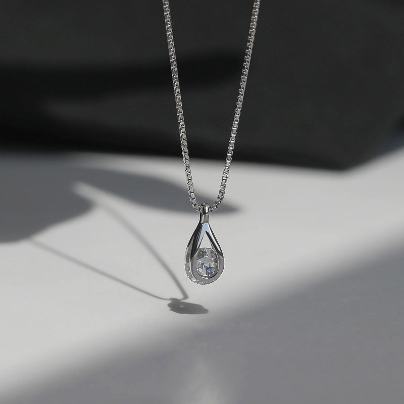 925 sterling silver zircon water droplet necklace