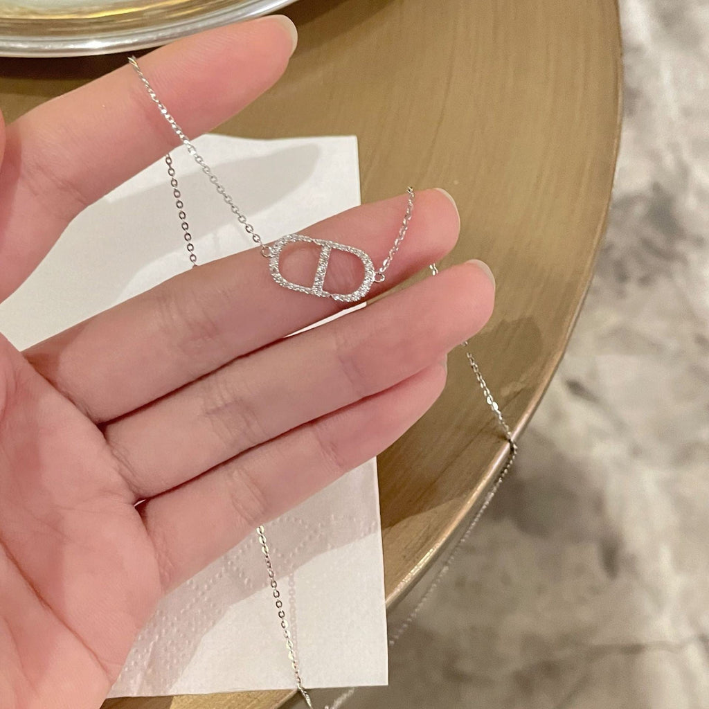 925 sterling silver simple temperament necklace