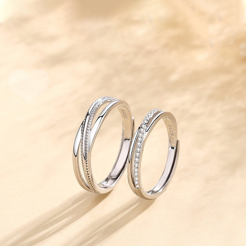 925 sterling silver couple ring - silvery