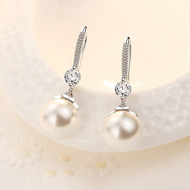 925 sterling silver pearl earrings - silvery