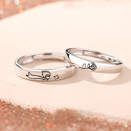 925 sterling silver couple ring - silvery