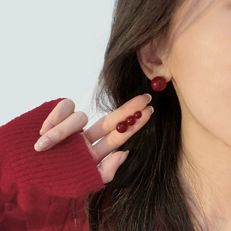 925 sterling silver cinnabar earrings - silvery