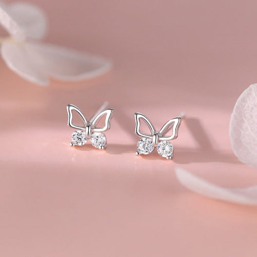 925 sterling silver butterfly earrings - silvery