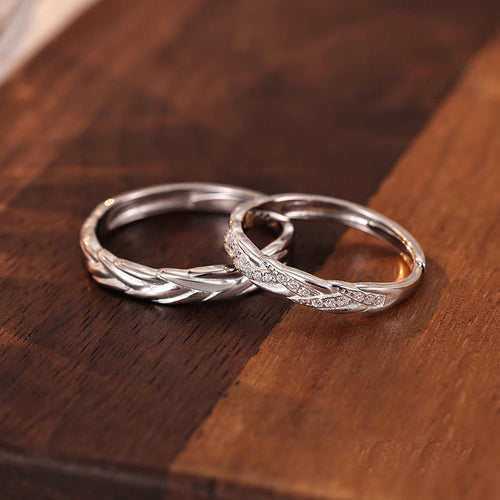 925 sterling silver couple's ring - silvery