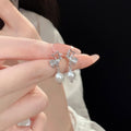 S925 pure silver cute butterfly imitation pearl earrings