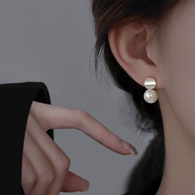 925 sterling silver pearl earrings - silvery