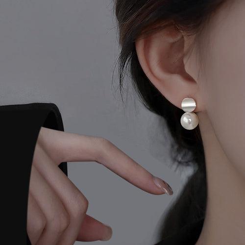 925 sterling silver pearl earrings - silvery