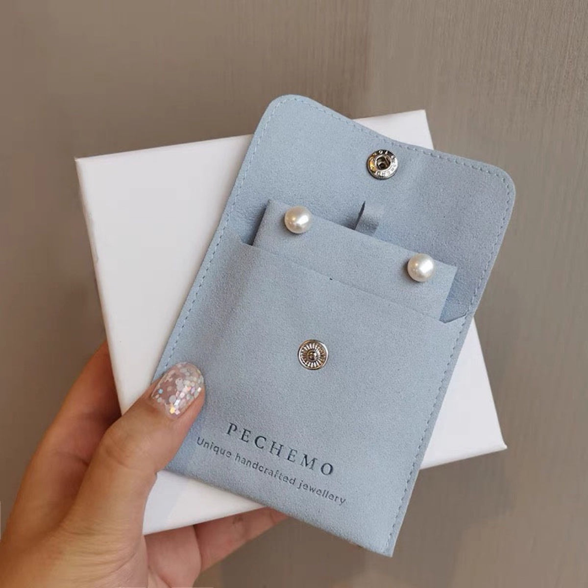 Microfiber Flip-Top Snap-Button Pouch – Optional Logo-Printed Insert Card Available