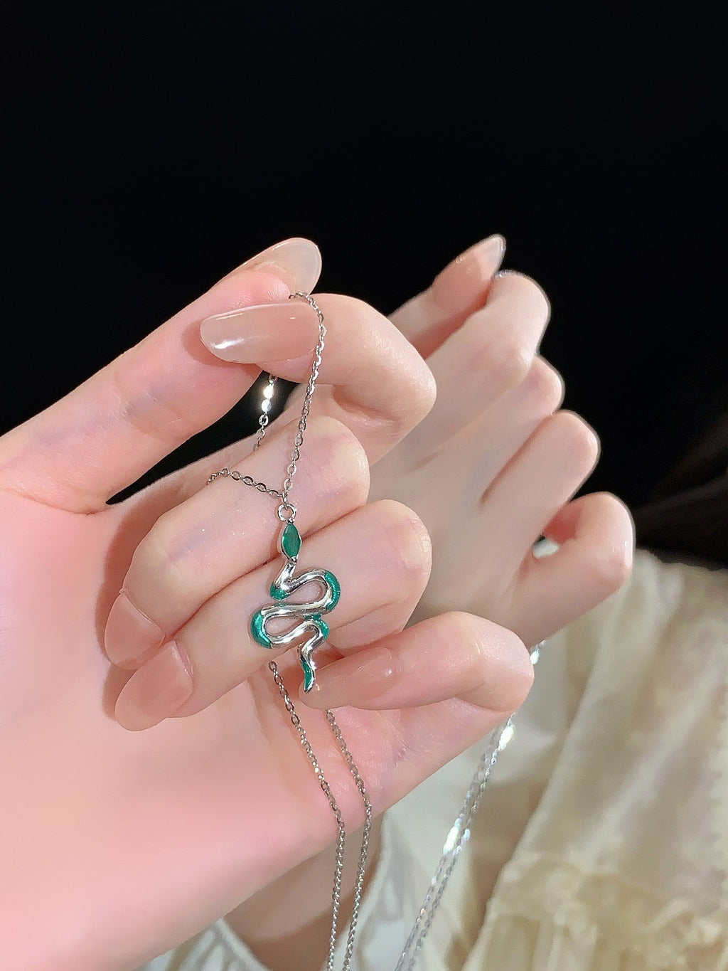 S925 sterling silver snake necklace