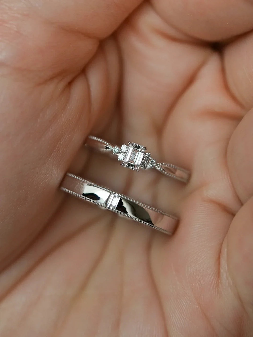 S925 sterling silver couple's ring