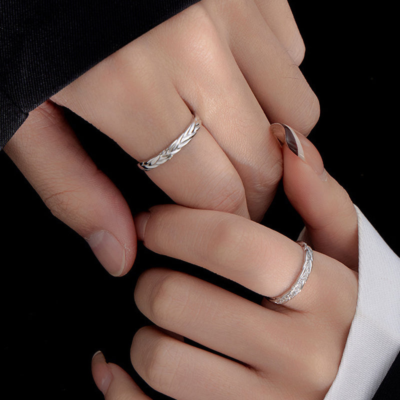 925 sterling silver couple's ring - silvery