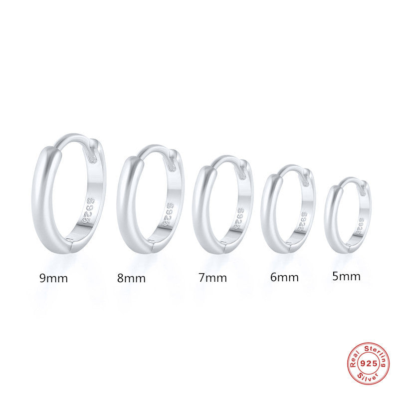 S925 Sterling Silver Geometric Hoop Earrings