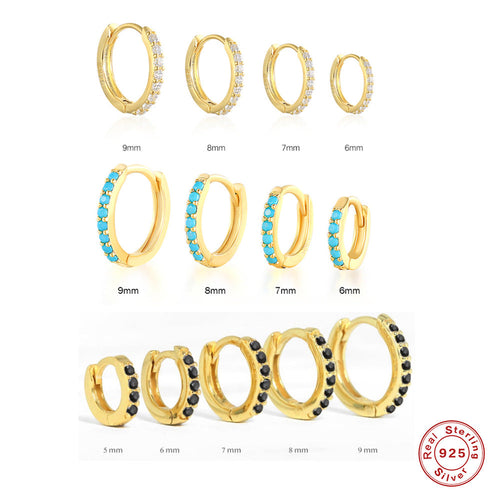 925 Sterling Silver & Zircon Hoop Earrings (men and women)