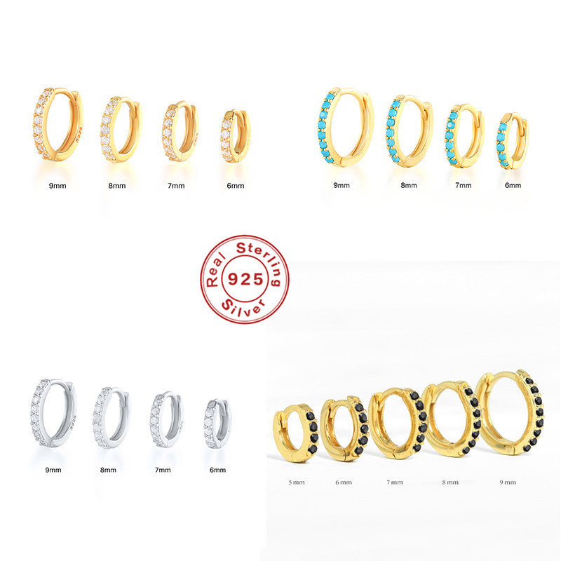 925 Sterling Silver & Zircon Hoop Earrings (men and women)