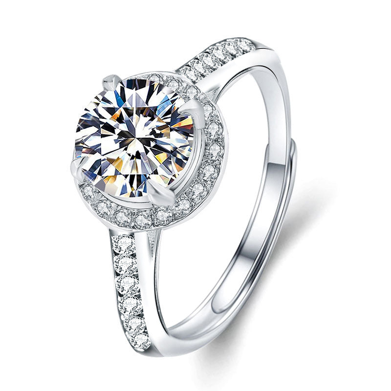 925 Sterling Silver Four-Prong Moissanite Ring