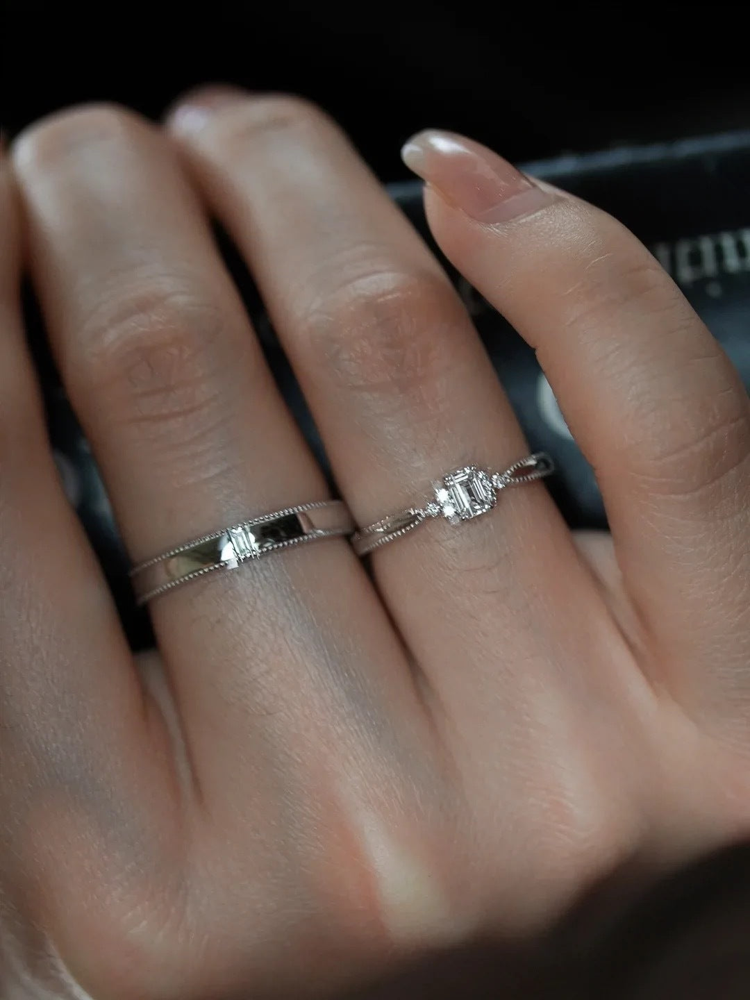 S925 sterling silver couple's ring