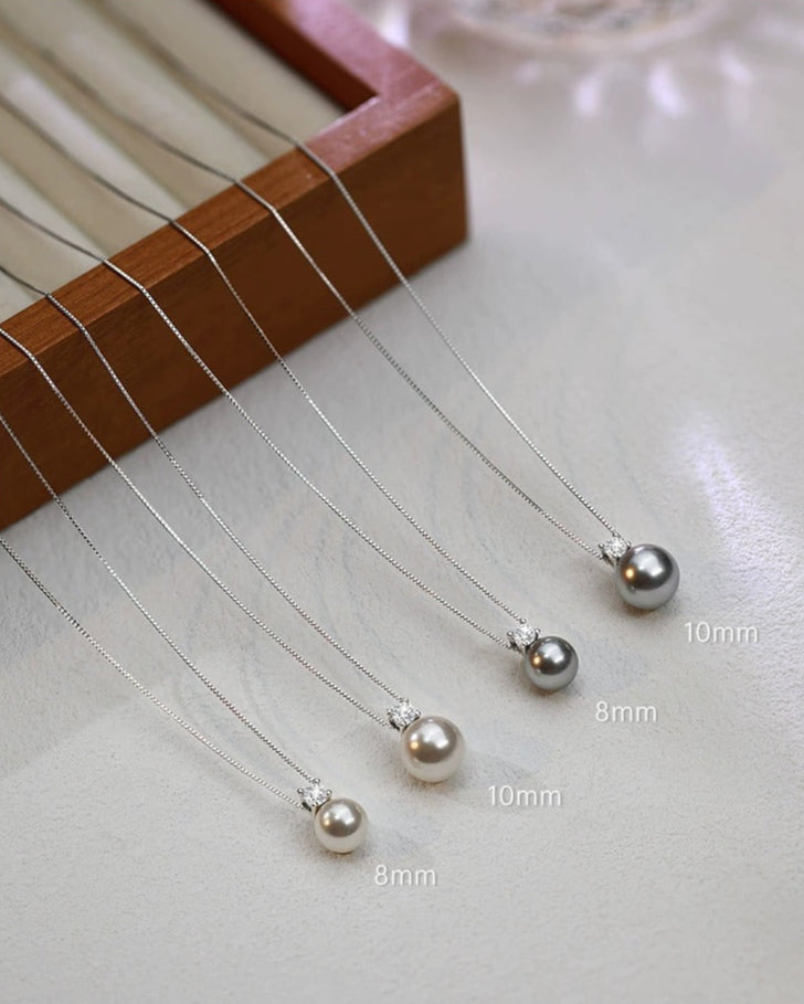 999 silver imitation pearl pendant necklace