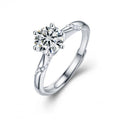 925 Sterling Silver Classic 6-Prong Crown Moissanite Ring