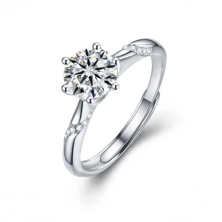 925 Sterling Silver Classic 6-Prong Crown Moissanite Ring