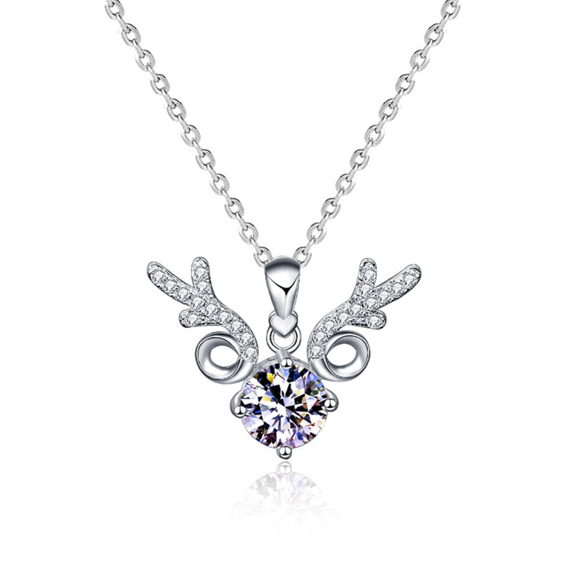 S925 Sterling Silver Antler Moissanite Necklace