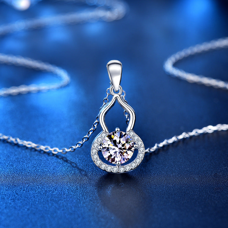 S925 Sterling Silver Moissanite Calabash Pendent Necklace