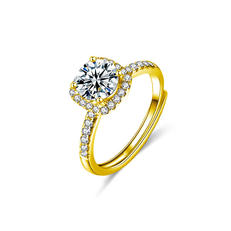 S925 Sterling Silver Moissanite Sugar Cube Ring