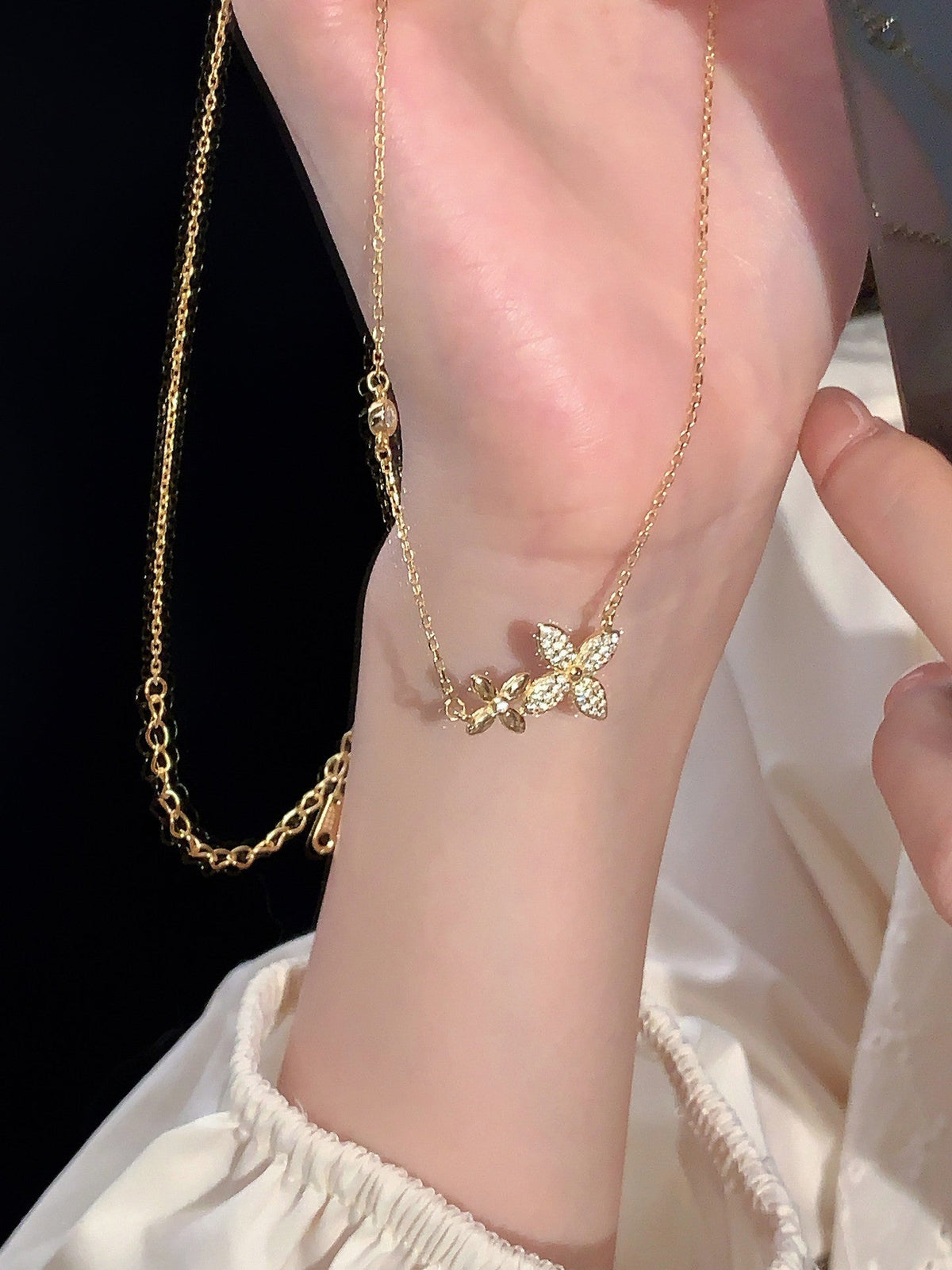 925 pure silver four-leaf clover necklace