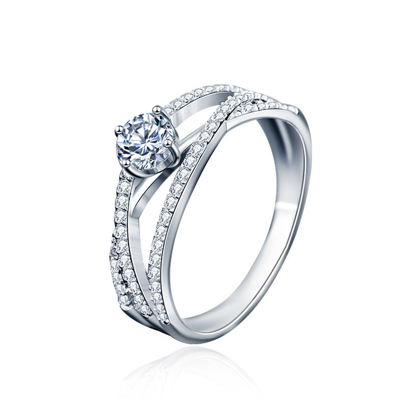 925 Sterling Silver Moissanite Three Lives Three Worlds Promise Ring