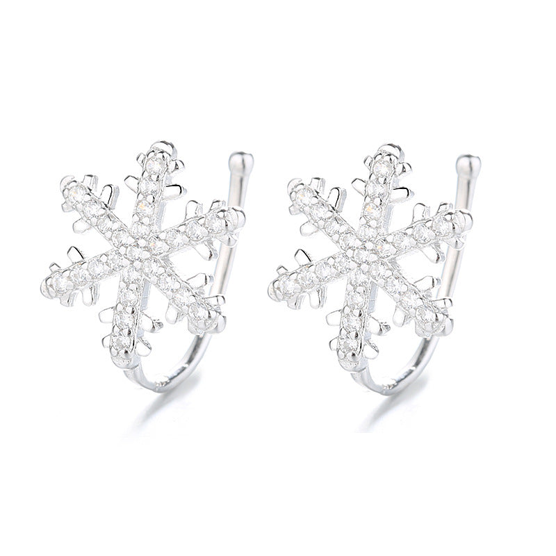 S925 Sterling Silver Christmas Snowflake Stud Earrings