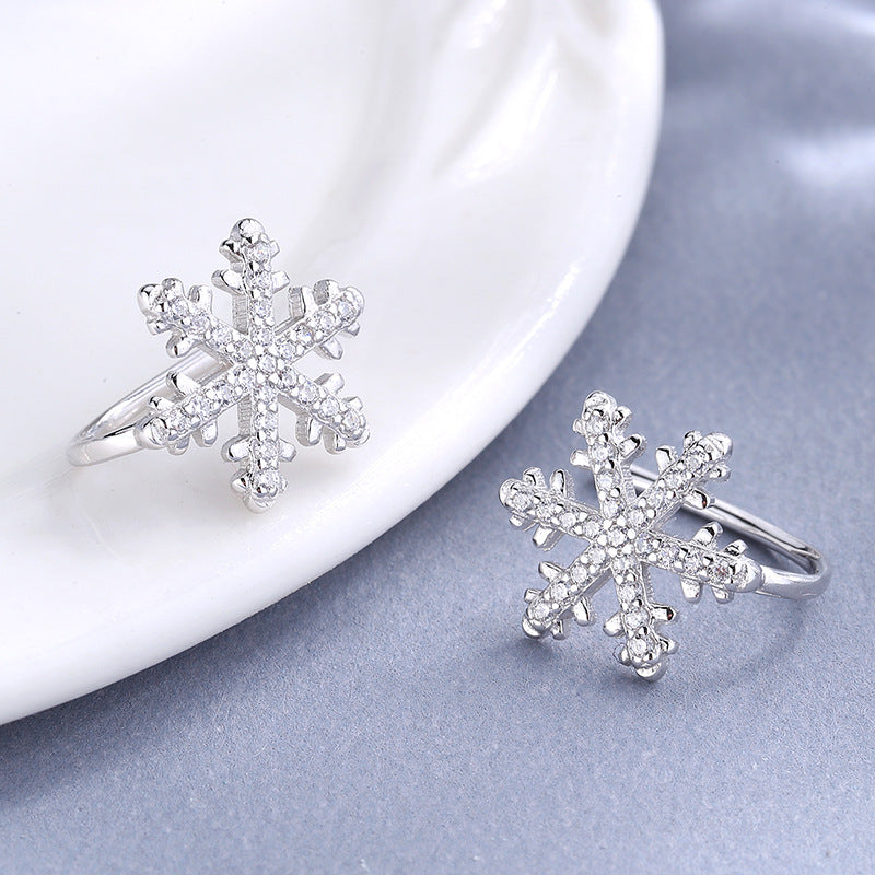 S925 Sterling Silver Christmas Snowflake Stud Earrings
