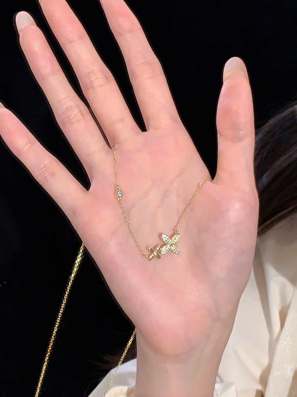 925 pure silver four-leaf clover necklace