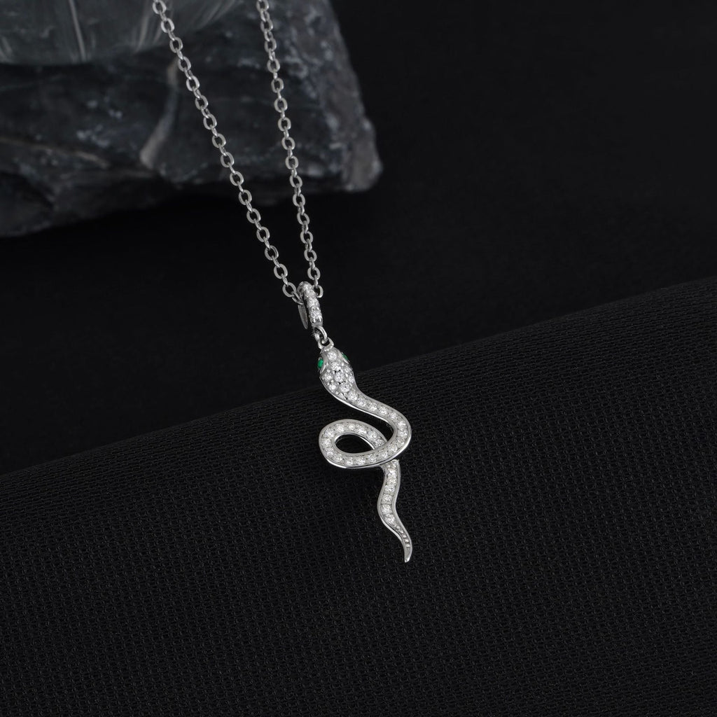 S925 sterling silver snake pendant necklace