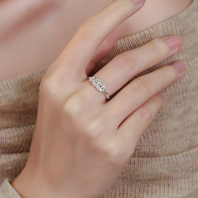 S925 sterling silver vintage coin opening ring